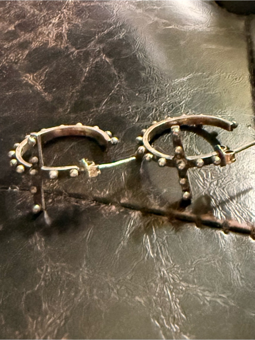 Silver Studded Cross ✝️Hoop Earrings - Women Jewelry Earrings